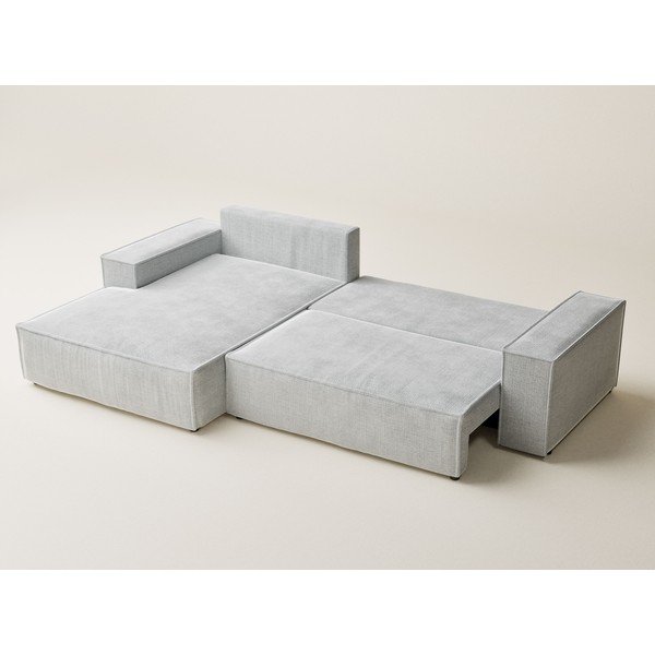 Svijetlo siva sklopiva/s prostorom za odlaganje kutna garnitura od šenila (s lijevim kutom/s ležaljkom) Maze – Maison de Rêve-image-3