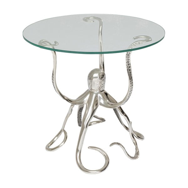 Dizajnerski pomoćni stolić u srebrnoj boji Kare Design Octopus, ø 48 cm