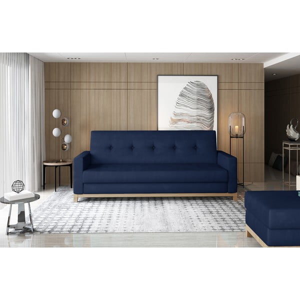 Tamno plava baršunasti sklopiva/s prostorom za odlaganje sofa 216 cm Selene – ELTAP-image-1