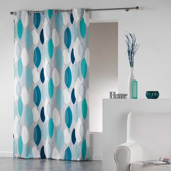 Plava zavjesa 140x240 cm Leafy – douceur d'intérieur-image-1