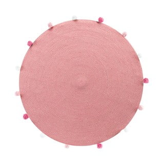 Ružičasti okrugli tepih ø 90 cm Pompomparty – douceur d'intérieur