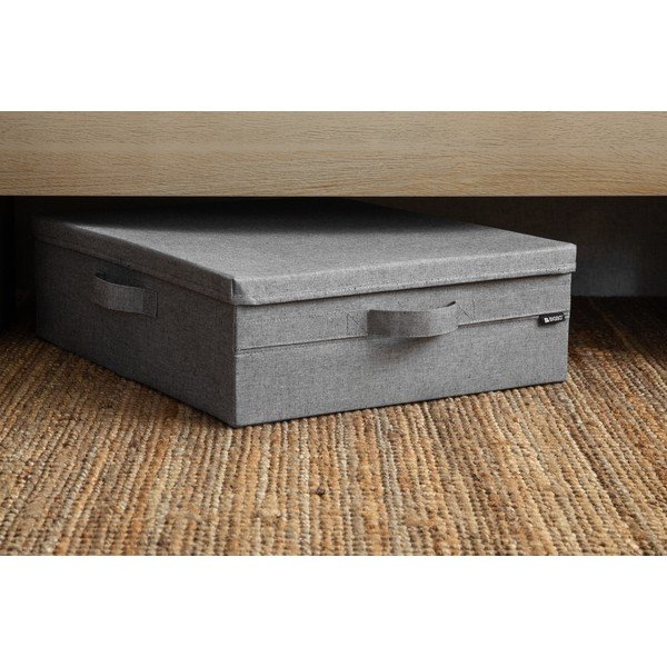 Siva tekstilna kutija za pohranu s poklopcem 46x56x16 cm Soft Storage Low – Bigso-image-1