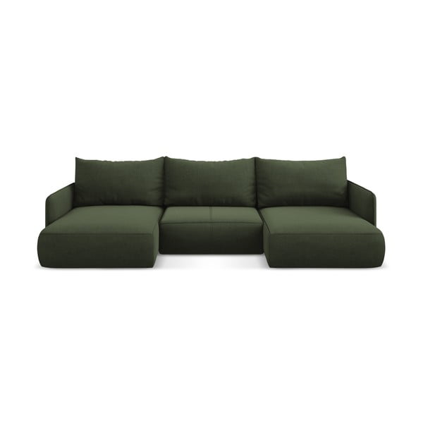 Zelena sklopiva/s prostorom za odlaganje kutna garnitura Nanea – Makamii