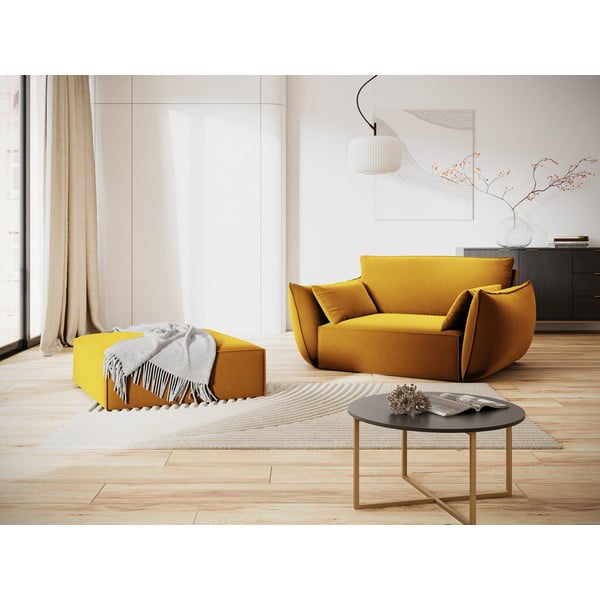 Senf žuti baršunast tabure Vanda – Mazzini Sofas-image-1