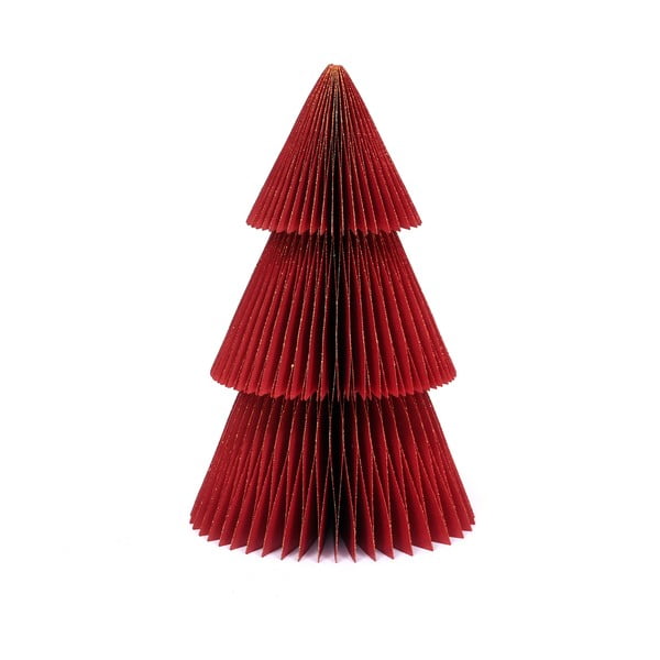 Blještava crvena papirnata božićna dekoracija u obliku božićnog drveta Only Natural, visina 22,5 cm