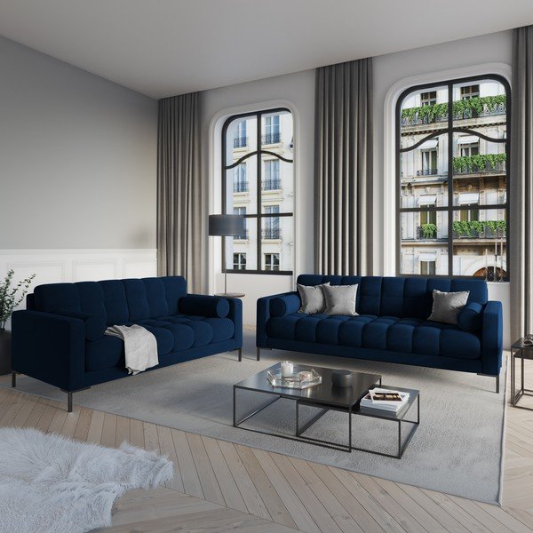 Tamnoplava sofa od baršuna Cosmopolitan Design Bali-image-1