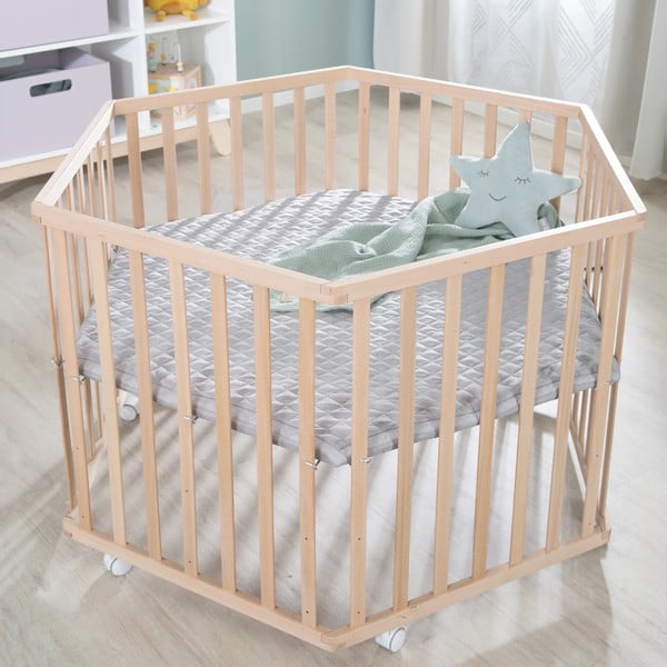 Putni krevetić od masivne bukve 119x104 cm u prirodnoj boji – Roba-image-1