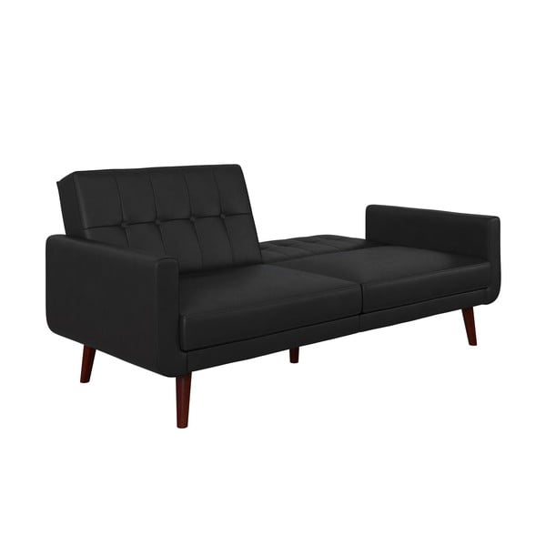 Crna sklopiva sofa od imitacije kože 200 cm Nola – Støraa-image-3