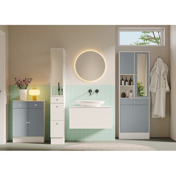 Bijeli/sivi kupaonski ormarić 63x181 cm Combi – TemaHome-image-1