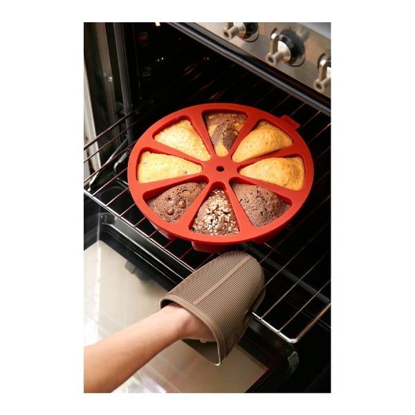 Crveni silikonski kalup s odjeljenim kriškama torte Lékué, ⌀ 26,5 cm-image-4