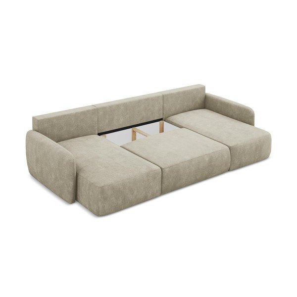 Bež sklopiva/s prostorom za pohranu kutna garnitura od šenila (u obliku slova "U") Lilo – Makamii-image-3