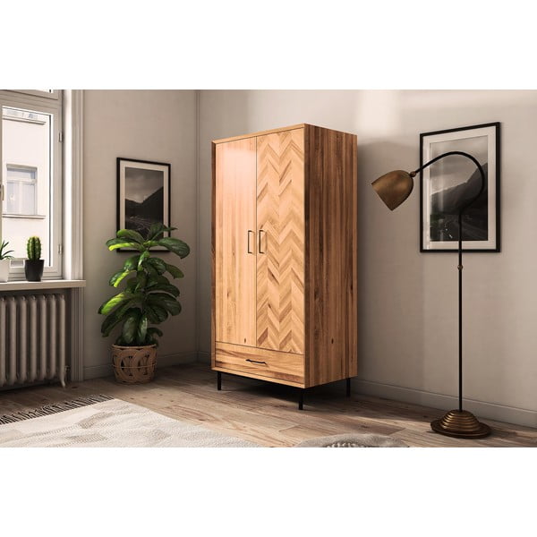 Ormar od hrastovine u prirodnoj boji 97x196 cm Abies - The Beds-image-1