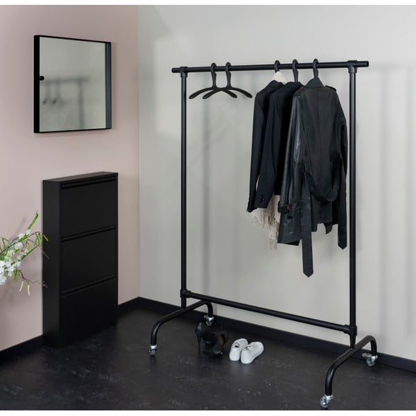 Crni metalni mobilni stalak za odjeću Luuk – Spinder Design-image-1