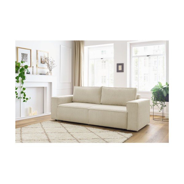 Bež sklopiva sofa od samta 245 cm Nihad – Bobochic Paris-image-1