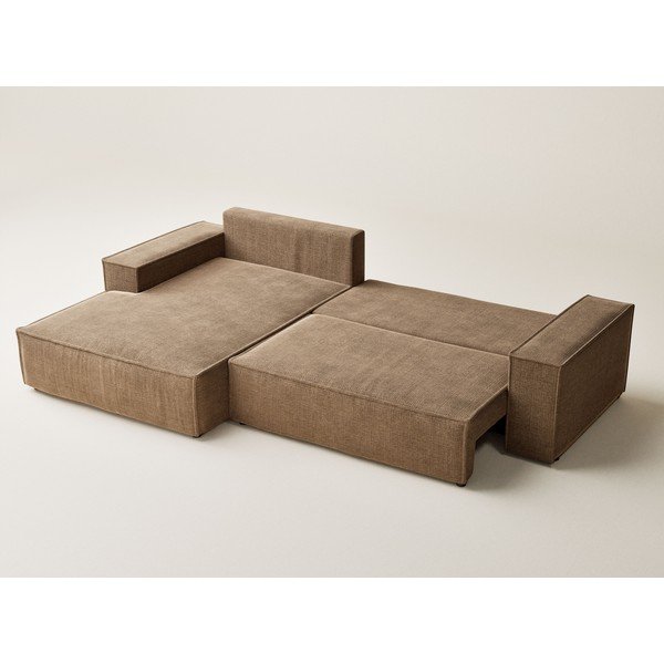 Svjetlo smeđa sklopiva/s prostorom za odlaganje kutna garnitura od šenila (s lijevim kutom/s ležaljkom) Maze – Maison de Rêve-image-4