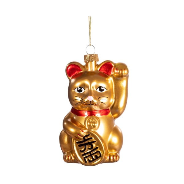 Stakleni ukas za božićno drvce 11 cm Lucky Cat – Sass & Belle