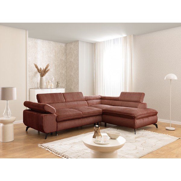 Kutna garnitura od samta boja terakote (s desnim kutom/u obliku slova L) Marbeya  – Ropez-image-1