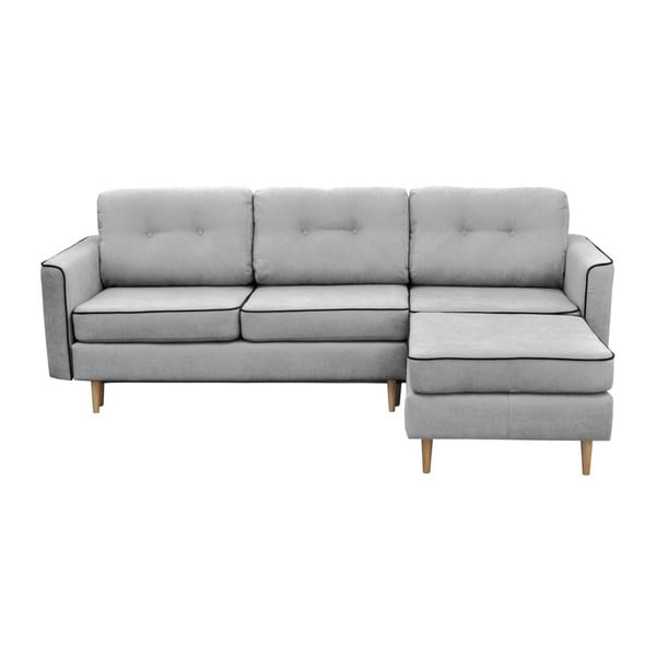Sivi kauč na razvlačenje sa svijetlim nogama Mazzini Sofe Ladybird, desni kut