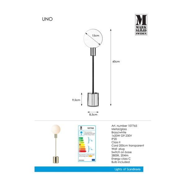 Stolna svjetiljka od mesinga Markslöjd Uno Table Brass-image-2