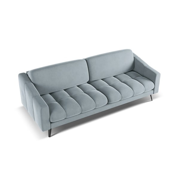 Svijetlo plava baršunasti sofa 238 cm Nalu – Makamii-image-3