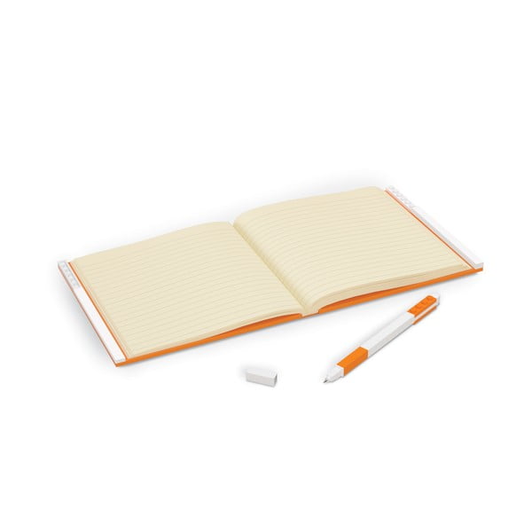 Narančasta četvrtasta bilježnica s gel kemijskom olovkom LEGO®, 15,9 x 15,9 cm-image-1