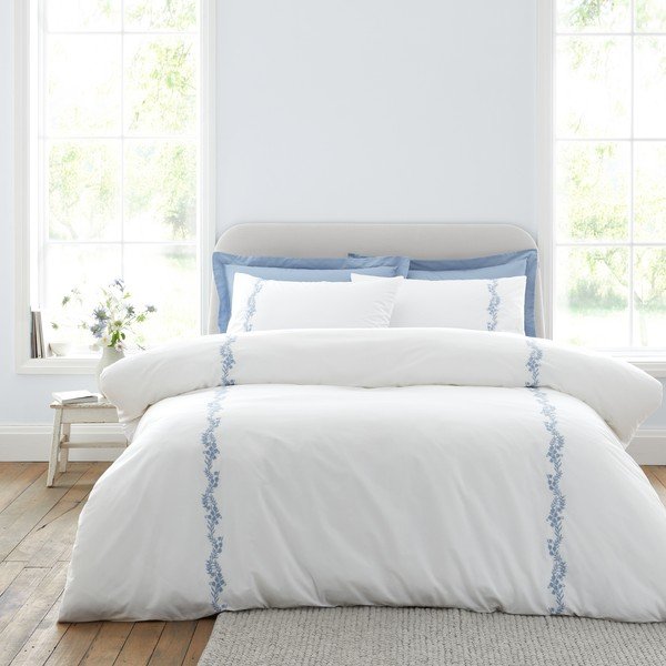 Bijela posteljina za krevet za jednu osobu od pamučnog perkala 135x200 cm Camille Embroidered Floral – Bianca-image-2