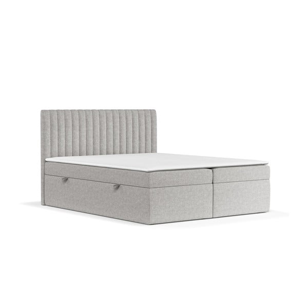 Svijetlo sivi boxspring krevet s prostorom za pohranu 160x200 cm Spencer – Maison de Rêve