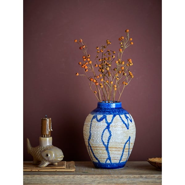 Plava/krem vaza od kamenine (visina 16 cm) Avon – Bloomingville-image-1