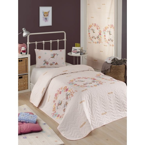 Eponj Home Unicolor Pink prekrivač i jastučnica, 160 x 220 cm