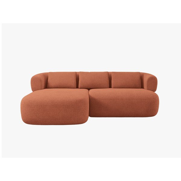 Kutna garnitura od bouclé tkanine boja terakote (s lijevim kutom/s ležaljkom) Jenny – Micadoni -image-1