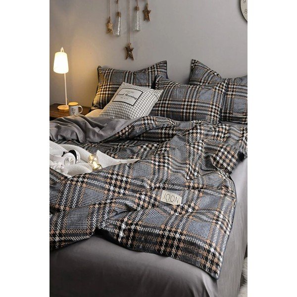 Siva pamučna posteljina za krevet za jednu osobu/s produženom plahtom  160x220 cm - Mila Home-image-3