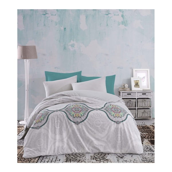 Set pamučne posteljine za bračni krevet sa plahtom od Susane, 200 x 220 cm