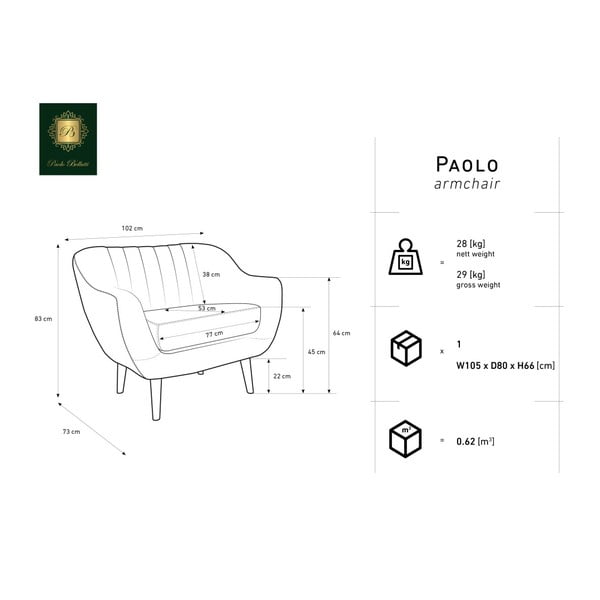 Senf žuta fotelja Mazzini Sofas Benito-image-2