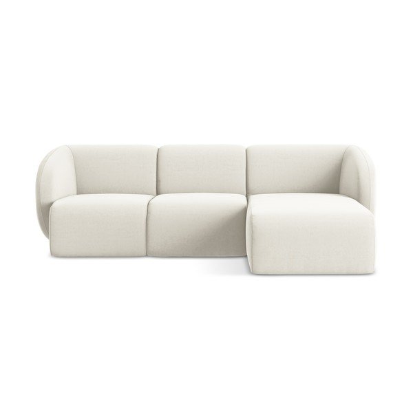 Bež baršunasti kutna garnitura (s desnim kutom/s ležaljkom) Lani – Makamii