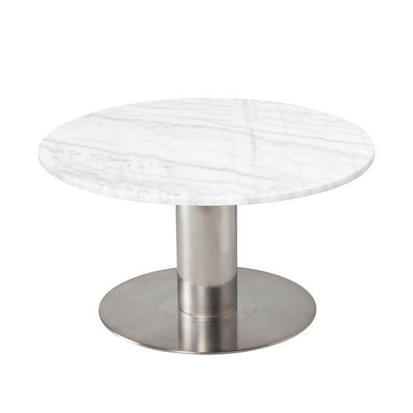 Stolić za kavu od bijelog mramora s postoljem u srebrnoj boji RGE Pepo, ⌀ 85 cm
