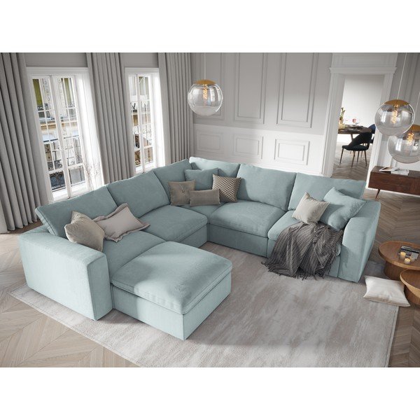 Svjetloplavi oboostrani kutni dio modularne sofe od samta Windsor & Co Sofas Galaxy-image-4