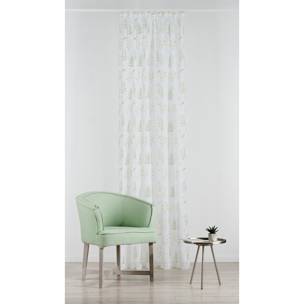 Bijela/zelena prozirna zavjesa 140x245 cm Caledonia – Mendola Fabrics-image-1
