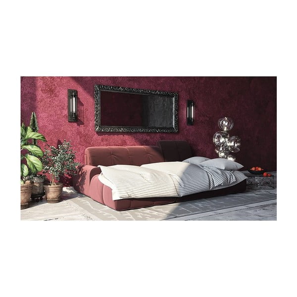 Tamnoružičasta baršunasta kutna garnitura na razvlačenje Devichy Tous, lijevi kut-image-3