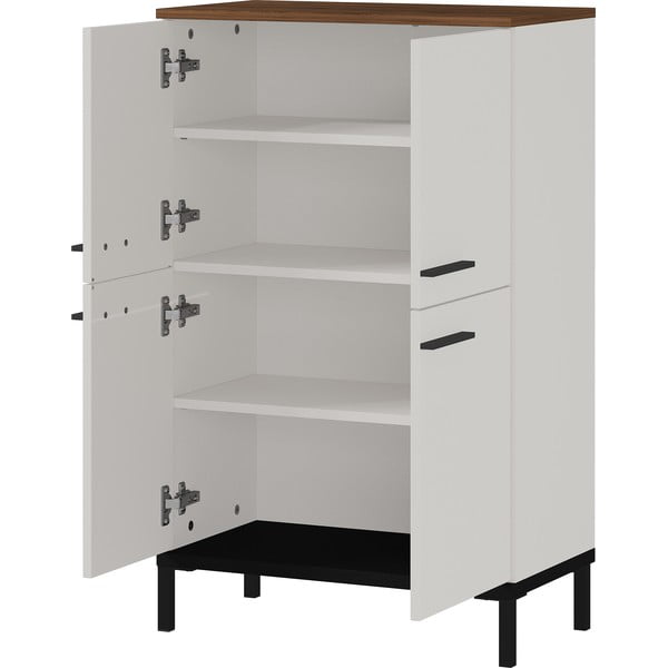 Sivo-bež visoki kupaonski ormarić u dekoru oraha 60x97 cm Yonkers - Germania-image-3