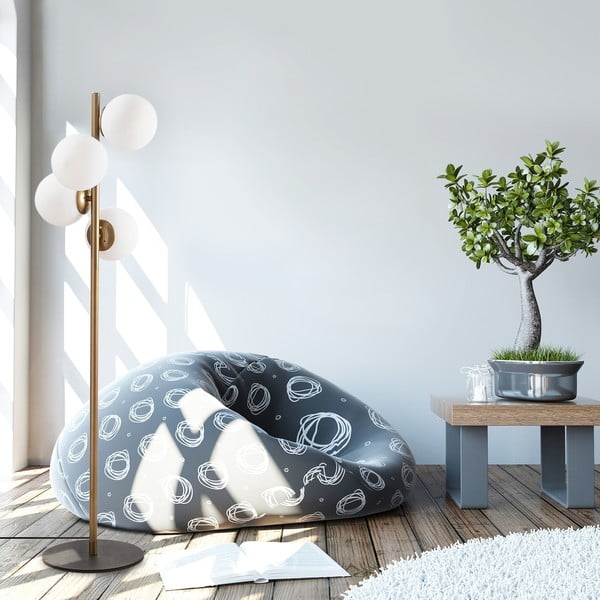 Crna/u zlatnoj boji stojeća svjetiljka sa staklenim sjenilom (visina 130 cm) Faze – Opviq lights-image-1