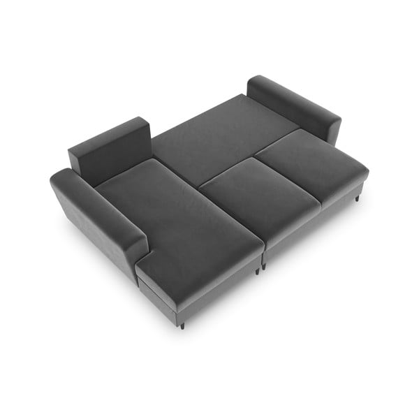 Svijetlo siva baršunasti sklopiva/s prostorom za odlaganje kutna garnitura (s lijevim kutom/s ležaljkom) Kyoto – Cosmopolitan Design-image-2