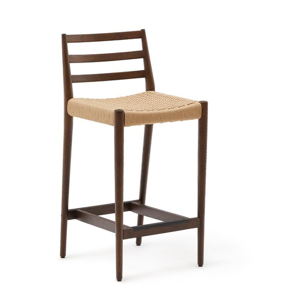 Smeđa/u prirodnoj boji barska stolica od punog hrasta (visine sjedala 70 cm) Analy – Kave Home