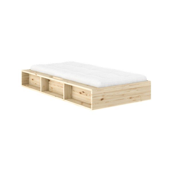 Krevet od masivnog bora bez uzglavlja s podnicom 90x200 cm u svijetloj prirodnoj boji Ziggy – Karup-image-1