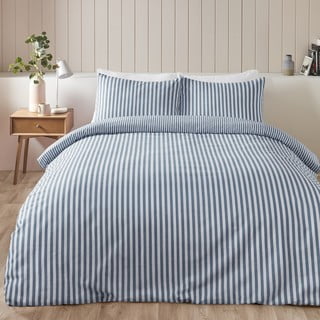 Plava flanelska posteljina za krevet za jednu osobu 135x200 cm Stripe – Catherine Lansfield