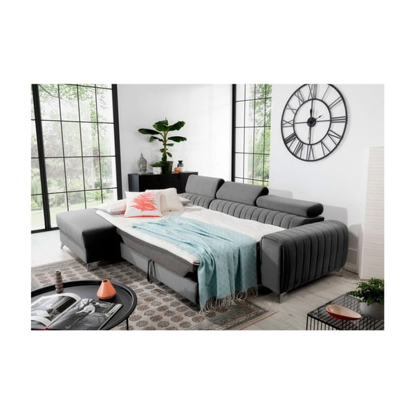 Siva baršunasti sklopiva/s prostorom za odlaganje kutna garnitura (s lijevim kutom/s ležaljkom) Grayson – ELTAP-image-4