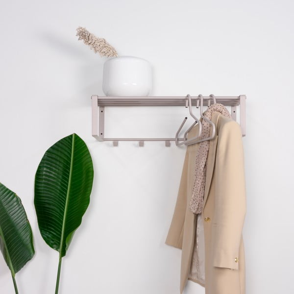 Smeđe-siva metalna zidna vješalica s policom 70 cm Rex – Spinder Design-image-1