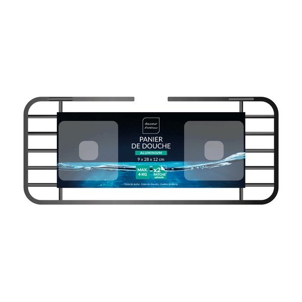 Mat crna kupaonska polica aluminijska s postavljanjem bez bušenja Filaire Aluminium – douceur d'intérieur-image-2