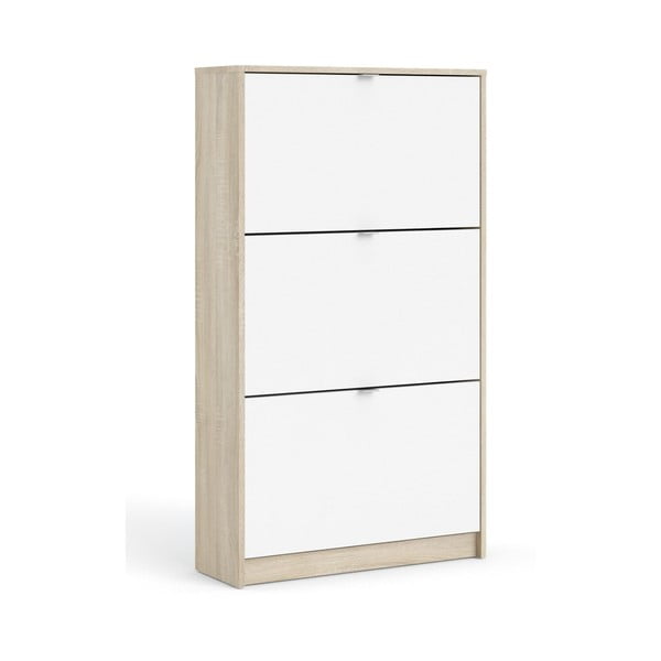 Bijeli/u prirodnoj boji preklopni ormarić za cipele u dekoru hrasta Shoes – Tvilum