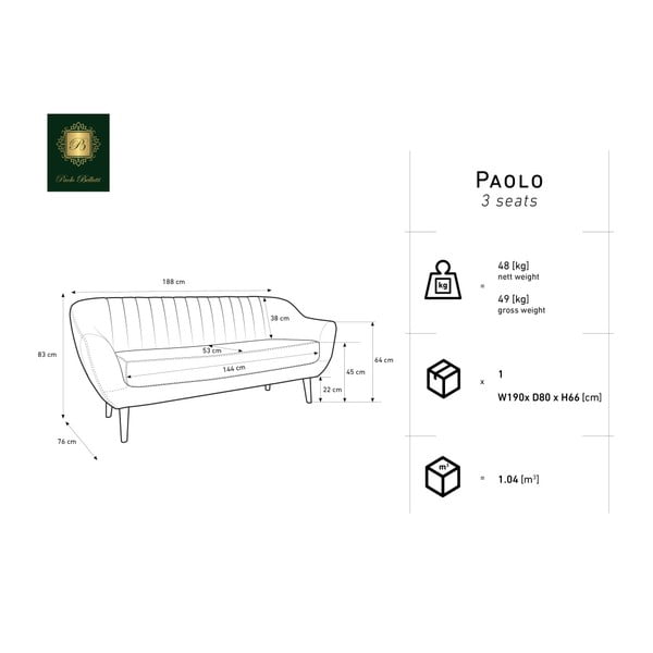 Tamnoplavi trosjed Mazzini Sofas Benito-image-2