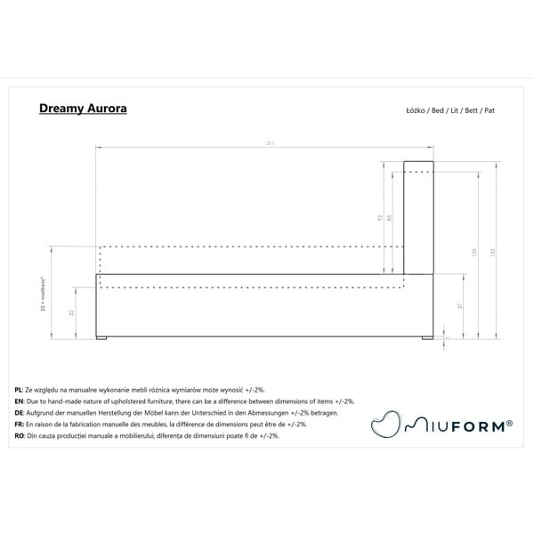 Bež tapecirani krevet za jednu osobu s prostorom za pohranu s podnicom 90x200 cm Dreamy Aurora - Miuform-image-4